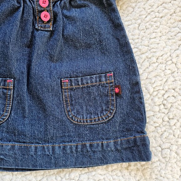 Carters Baby Denim Dress 3M With Pink Polka Dot Lining & Buttons - Picture 4 of 6